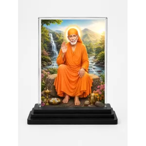 Sai Baba Acrylic Car Dashboard Showpiece | Double-Sided Sai Baba Photo Stand | 3 X 4 Inch Photo | Transparent Acrylic Frame With Black Base | Car Dashboard, Office & Table Decor (F70345) Sai Baba Acrylic Car Dashboard Showpiece | Double-Sided Sai Baba Photo Stand | 3 X 4 Inch Photo | Transparent Acrylic Frame With Black Base | Car Dashboard, Office & Table Decor (F70345)