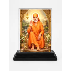 Sai Baba Acrylic Car Dashboard Showpiece | Double-Sided Sai Baba Photo Stand | 3 X 4 Inch Photo | Transparent Acrylic Frame With Black Base | Car Dashboard, Office & Table Decor (F70349) Sai Baba Acrylic Car Dashboard Showpiece | Double-Sided Sai Baba Photo Stand | 3 X 4 Inch Photo | Transparent Acrylic Frame With Black Base | Car Dashboard, Office & Table Decor (F70349)