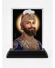 Guru Gobind Singh Ji Acrylic Car Dashboard Showpiece | Double-Sided Guru Gobind Singh Ji Photo Stand | 3 X 4 Inch Photo | Transparent Acrylic Frame With Black Base | Car Dashboard, Office & Table Decor (F70357)