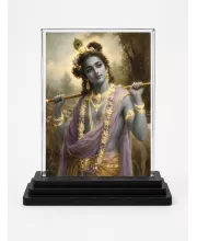 Hindu Deity Acrylic Car Dashboard Showpiece | Double-Sided Hindu Deity Photo Stand | 3 X 4 Inch Photo | Transparent Acrylic Frame With Black Base | Car Dashboard, Office & Table Decor (F70360)