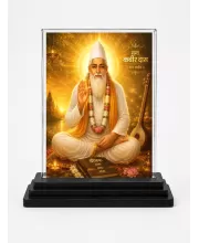 Sant Kabir Das Acrylic Car Dashboard Showpiece | Double-Sided Sant Kabir Das Photo Stand | 3 X 4 Inch Photo | Transparent Acrylic Frame With Black Base | Car Dashboard, Office & Table Decor (F70361)