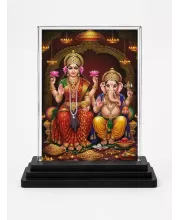 Lord Ganesha Acrylic Car Dashboard Showpiece | Double-Sided Lord Ganesha Photo Stand | 3 X 4 Inch Photo | Transparent Acrylic Frame With Black Base | Car Dashboard, Office & Table Decor (F70362)