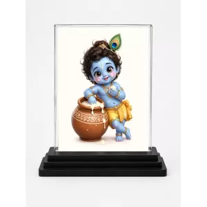 Bal Krishna Acrylic Car Dashboard Showpiece | Double-Sided Bal Krishna Photo Stand | 3 X 4 Inch Photo | Transparent Acrylic Frame With Black Base | Car Dashboard, Office & Table Decor (F70364) Bal Krishna Acrylic Car Dashboard Showpiece | Double-Sided Bal Krishna Photo Stand | 3 X 4 Inch Photo | Transparent Acrylic Frame With Black Base | Car Dashboard, Office & Table Decor (F70364)