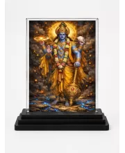 Hindu Deity Acrylic Car Dashboard Showpiece | Double-Sided Hindu Deity Photo Stand | 3 X 4 Inch Photo | Transparent Acrylic Frame With Black Base | Car Dashboard, Office & Table Decor (F70366)