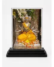 Lord Ganesha Acrylic Car Dashboard Showpiece | Double-Sided Lord Ganesha Photo Stand | 3 X 4 Inch Photo | Transparent Acrylic Frame With Black Base | Car Dashboard, Office & Table Decor (F70368)