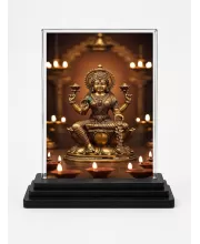 Hindu Deity Acrylic Car Dashboard Showpiece | Double-Sided Hindu Deity Photo Stand | 3 X 4 Inch Photo | Transparent Acrylic Frame With Black Base | Car Dashboard, Office & Table Decor (F70376)