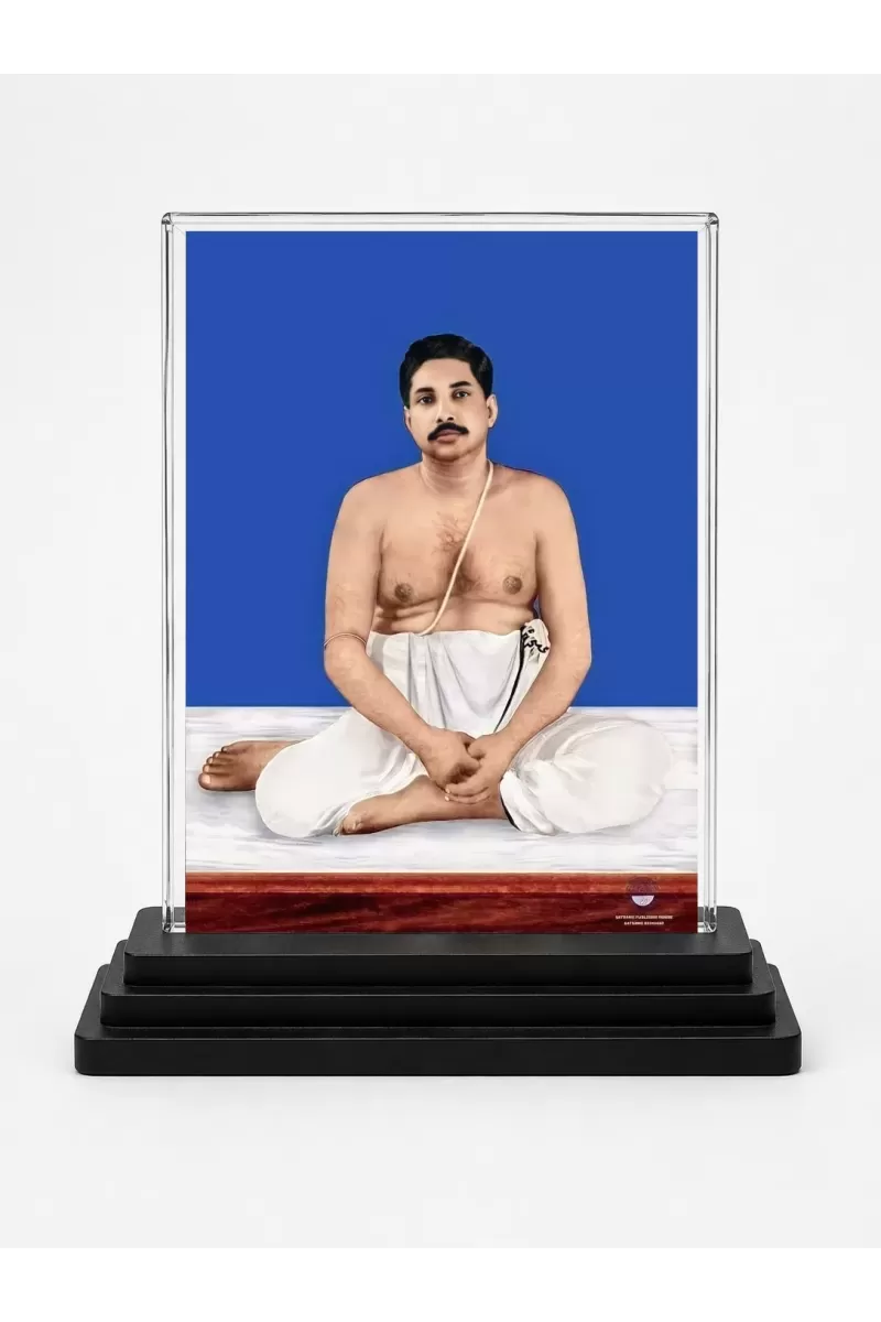 Thakur Anukul Acrylic Car Dashboard Showpiece | Double-Sided Thakur Anukul Photo Stand | 3 X 4 Inch Photo | Transparent Acrylic Frame With Black Base | Car Dashboard, Office & Table Decor (F70377)