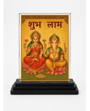 Lord Ganesha Acrylic Car Dashboard Showpiece | Double-Sided Lord Ganesha Photo Stand | 3 X 4 Inch Photo | Transparent Acrylic Frame With Black Base | Car Dashboard, Office & Table Decor (F70379)