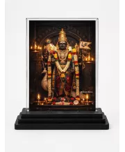 Hindu Deity Acrylic Car Dashboard Showpiece | Double-Sided Hindu Deity Photo Stand | 3 X 4 Inch Photo | Transparent Acrylic Frame With Black Base | Car Dashboard, Office & Table Decor (F70380)