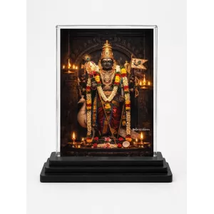 Hindu Deity Acrylic Car Dashboard Showpiece | Double-Sided Hindu Deity Photo Stand | 3 X 4 Inch Photo | Transparent Acrylic Frame With Black Base | Car Dashboard, Office & Table Decor (F70380)