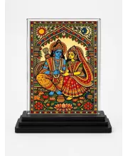 Lord Rama Acrylic Car Dashboard Showpiece | Double-Sided Lord Rama Photo Stand | 3 X 4 Inch Photo | Transparent Acrylic Frame With Black Base | Car Dashboard, Office & Table Decor (F70382)