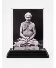 Lahiri Mahasaya Acrylic Car Dashboard Showpiece | Double-Sided Lahiri Mahasaya Photo Stand | 3 X 4 Inch Photo | Transparent Acrylic Frame With Black Base | Car Dashboard, Office & Table Decor (F70384)