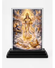 Hindu Goddess Acrylic Car Dashboard Showpiece | Double-Sided Hindu Goddess Photo Stand | 3 X 4 Inch Photo | Transparent Acrylic Frame With Black Base | Car Dashboard, Office & Table Decor (F70385)