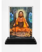 Matsyendranath Acrylic Car Dashboard Showpiece | Double-Sided Matsyendranath Photo Stand | 3 X 4 Inch Photo | Transparent Acrylic Frame With Black Base | Car Dashboard, Office & Table Decor (F70386)