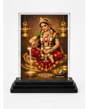 Hindu Goddess Acrylic Car Dashboard Showpiece | Double-Sided Hindu Goddess Photo Stand | 3 X 4 Inch Photo | Transparent Acrylic Frame With Black Base | Car Dashboard, Office & Table Decor (F70390)