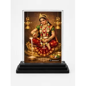 Hindu Goddess Acrylic Car Dashboard Showpiece | Double-Sided Hindu Goddess Photo Stand | 3 X 4 Inch Photo | Transparent Acrylic Frame With Black Base | Car Dashboard, Office & Table Decor (F70390)