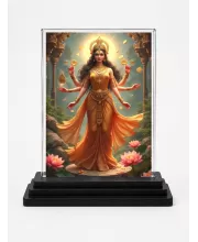 Hindu Deity Acrylic Car Dashboard Showpiece | Double-Sided Hindu Deity Photo Stand | 3 X 4 Inch Photo | Transparent Acrylic Frame With Black Base | Car Dashboard, Office & Table Decor (F70393)