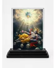 Lord Vishnu Acrylic Car Dashboard Showpiece | Double-Sided Lord Vishnu Photo Stand | 3 X 4 Inch Photo | Transparent Acrylic Frame With Black Base | Car Dashboard, Office & Table Decor (F70395)