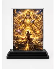 Hindu Deity Acrylic Car Dashboard Showpiece | Double-Sided Hindu Deity Photo Stand | 3 X 4 Inch Photo | Transparent Acrylic Frame With Black Base | Car Dashboard, Office & Table Decor (F70402)