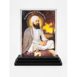 Guru Tegh Bahadur Ji Acrylic Car Dashboard Showpiece | Double-Sided Guru Tegh Bahadur Ji Photo Stand | 3 X 4 Inch Photo | Transparent Acrylic Frame With Black Base | Car Dashboard, Office & Table Decor (F70403) Guru Tegh Bahadur Ji Acrylic Car Dashboard Showpiece | Double-Sided Guru Tegh Bahadur Ji Photo Stand | 3 X 4 Inch Photo | Transparent Acrylic Frame With Black Base | Car Dashboard, Office & Table Decor (F70403)