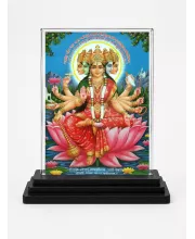 Hindu Deity Acrylic Car Dashboard Showpiece | Double-Sided Hindu Deity Photo Stand | 3 X 4 Inch Photo | Transparent Acrylic Frame With Black Base | Car Dashboard, Office & Table Decor (F70404)