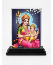 Parvati Acrylic Car Dashboard Showpiece | Double-Sided Parvati Photo Stand | 3 X 4 Inch Photo | Transparent Acrylic Frame With Black Base | Car Dashboard, Office & Table Decor (F70409)