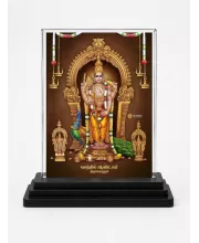 Lord Murugan Acrylic Car Dashboard Showpiece | Double-Sided Lord Murugan Photo Stand | 3 X 4 Inch Photo | Transparent Acrylic Frame With Black Base | Car Dashboard, Office & Table Decor (F70412)