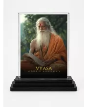 Maharishi Veda Vyasa Acrylic Car Dashboard Showpiece | Double-Sided Maharishi Veda Vyasa Photo Stand | 3 X 4 Inch Photo | Transparent Acrylic Frame With Black Base | Car Dashboard, Office & Table Decor (F70413)