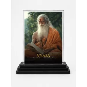 Maharishi Veda Vyasa Acrylic Car Dashboard Showpiece | Double-Sided Maharishi Veda Vyasa Photo Stand | 3 X 4 Inch Photo | Transparent Acrylic Frame With Black Base | Car Dashboard, Office & Table Decor (F70413)