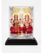 Lord Ganesha Acrylic Car Dashboard Showpiece | Double-Sided Lord Ganesha Photo Stand | 3 X 4 Inch Photo | Transparent Acrylic Frame With Black Base | Car Dashboard, Office & Table Decor (F70415)