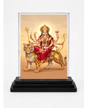 Hindu Deity Acrylic Car Dashboard Showpiece | Double-Sided Hindu Deity Photo Stand | 3 X 4 Inch Photo | Transparent Acrylic Frame With Black Base | Car Dashboard, Office & Table Decor (F70417)