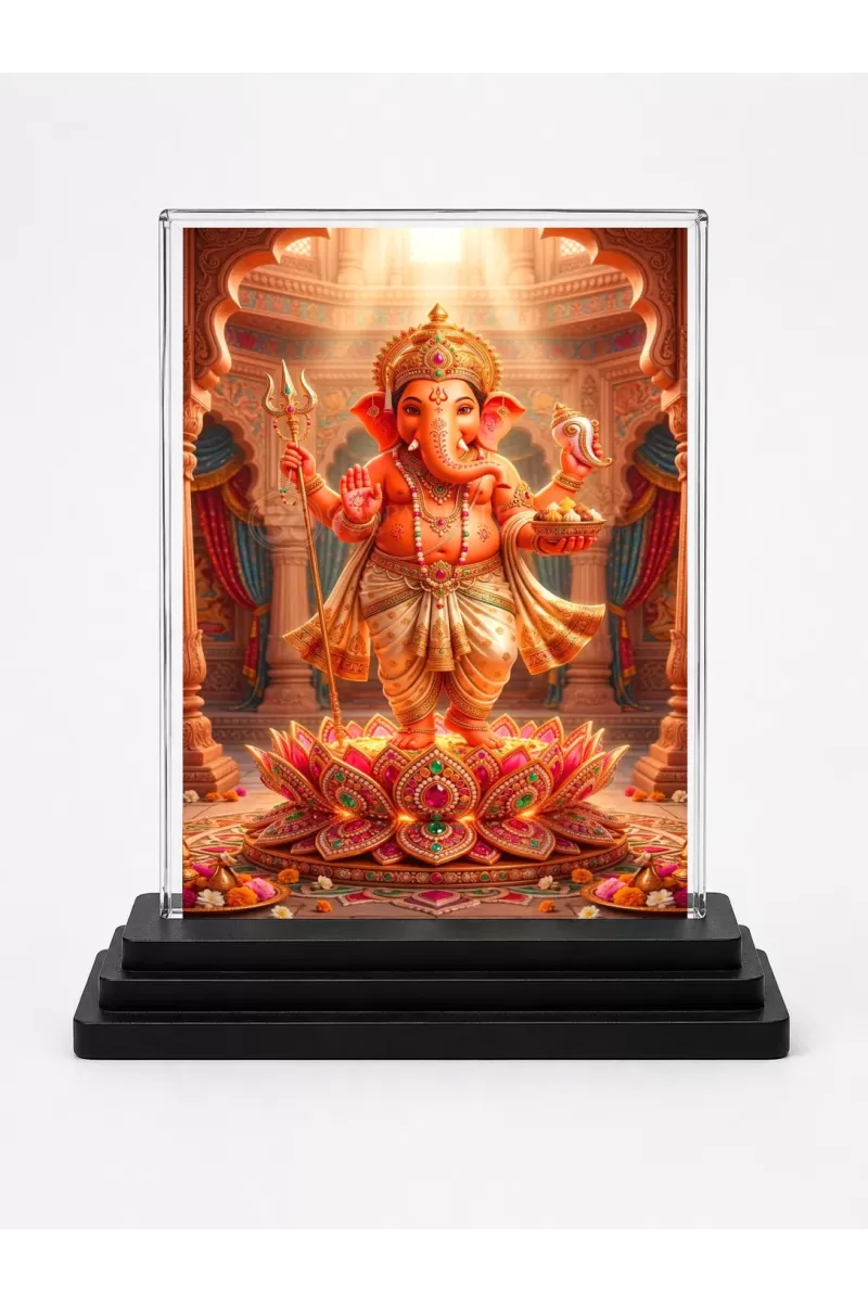 Lord Shiva Acrylic Car Dashboard Showpiece | Double-Sided Lord Shiva Photo Stand | 3 X 4 Inch Photo | Transparent Acrylic Frame With Black Base | Car Dashboard, Office & Table Decor (F70422)