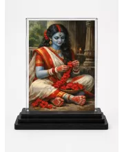 Hindu Deity Acrylic Car Dashboard Showpiece | Double-Sided Hindu Deity Photo Stand | 3 X 4 Inch Photo | Transparent Acrylic Frame With Black Base | Car Dashboard, Office & Table Decor (F70425)