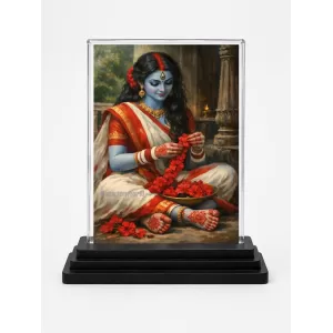 Hindu Deity Acrylic Car Dashboard Showpiece | Double-Sided Hindu Deity Photo Stand | 3 X 4 Inch Photo | Transparent Acrylic Frame With Black Base | Car Dashboard, Office & Table Decor (F70425)