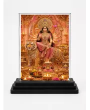 Maa Anandamoyee Acrylic Car Dashboard Showpiece | Double-Sided Maa Anandamoyee Photo Stand | 3 X 4 Inch Photo | Transparent Acrylic Frame With Black Base | Car Dashboard, Office & Table Decor (F70428)