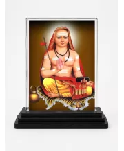 Adi Shankaracharya Acrylic Car Dashboard Showpiece | Double-Sided Adi Shankaracharya Photo Stand | 3 X 4 Inch Photo | Transparent Acrylic Frame With Black Base | Car Dashboard, Office & Table Decor (F70432)