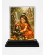 Lord Shiva Acrylic Car Dashboard Showpiece | Double-Sided Lord Shiva Photo Stand | 3 X 4 Inch Photo | Transparent Acrylic Frame With Black Base | Car Dashboard, Office & Table Decor (F70435)