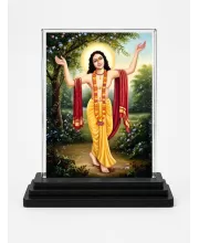Krishna Acrylic Car Dashboard Showpiece | Double-Sided Krishna Photo Stand | 3 X 4 Inch Photo | Transparent Acrylic Frame With Black Base | Car Dashboard, Office & Table Decor (F70436)