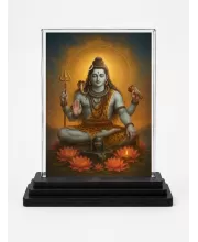 Hindu Deity Acrylic Car Dashboard Showpiece | Double-Sided Hindu Deity Photo Stand | 3 X 4 Inch Photo | Transparent Acrylic Frame With Black Base | Car Dashboard, Office & Table Decor (F70438)