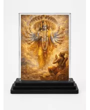 Hindu Deity Acrylic Car Dashboard Showpiece | Double-Sided Hindu Deity Photo Stand | 3 X 4 Inch Photo | Transparent Acrylic Frame With Black Base | Car Dashboard, Office & Table Decor (F70440)