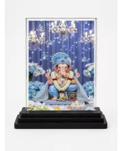 Lord Ganesha Acrylic Car Dashboard Showpiece | Double-Sided Lord Ganesha Photo Stand | 3 X 4 Inch Photo | Transparent Acrylic Frame With Black Base | Car Dashboard, Office & Table Decor (F70441)
