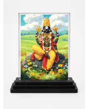 A.C. Bhaktivedanta Swami Prabhupada Acrylic Car Dashboard Showpiece | Double-Sided A.C. Bhaktivedanta Swami Prabhupada Photo Stand | 3 X 4 Inch Photo | Transparent Acrylic Frame With Black Base | Car Dashboard, Office & Table Decor (F70445)