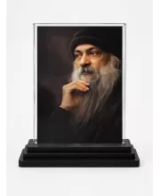 Osho Acrylic Car Dashboard Showpiece | Double-Sided Osho Photo Stand | 3 X 4 Inch Photo | Transparent Acrylic Frame With Black Base | Car Dashboard, Office & Table Decor (F70448)