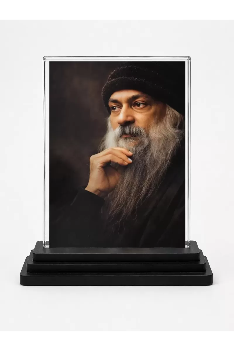 Osho Acrylic Car Dashboard Showpiece | Double-Sided Osho Photo Stand | 3 X 4 Inch Photo | Transparent Acrylic Frame With Black Base | Car Dashboard, Office & Table Decor (F70448)