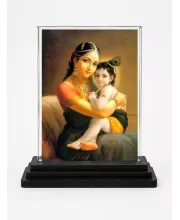 Bal Krishna Acrylic Car Dashboard Showpiece | Double-Sided Bal Krishna Photo Stand | 3 X 4 Inch Photo | Transparent Acrylic Frame With Black Base | Car Dashboard, Office & Table Decor (F70450)
