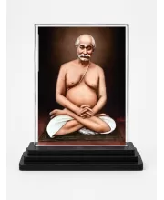 Narasimha Acrylic Car Dashboard Showpiece | Double-Sided Narasimha Photo Stand | 3 X 4 Inch Photo | Transparent Acrylic Frame With Black Base | Car Dashboard, Office & Table Decor (F70451)