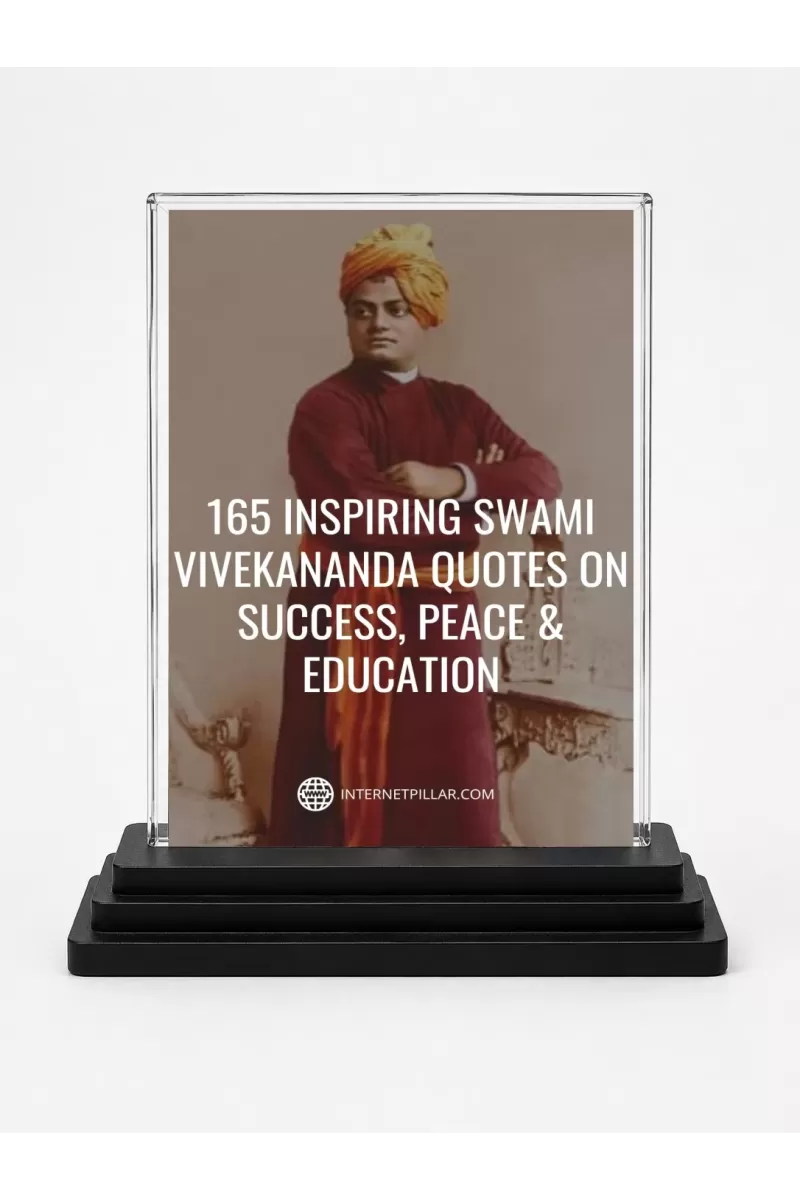Swami Vibekananda Quote Acrylic Car Dashboard Showpiece | Double-Sided Swami Vibekananda Quote Photo Stand | 3 X 4 Inch Photo | Transparent Acrylic Frame With Black Base | Car Dashboard, Office & Table Decor (F70456)