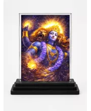 Hindu God Acrylic Car Dashboard Showpiece | Double-Sided Hindu God Photo Stand | 3 X 4 Inch Photo | Transparent Acrylic Frame With Black Base | Car Dashboard, Office & Table Decor (F70461)