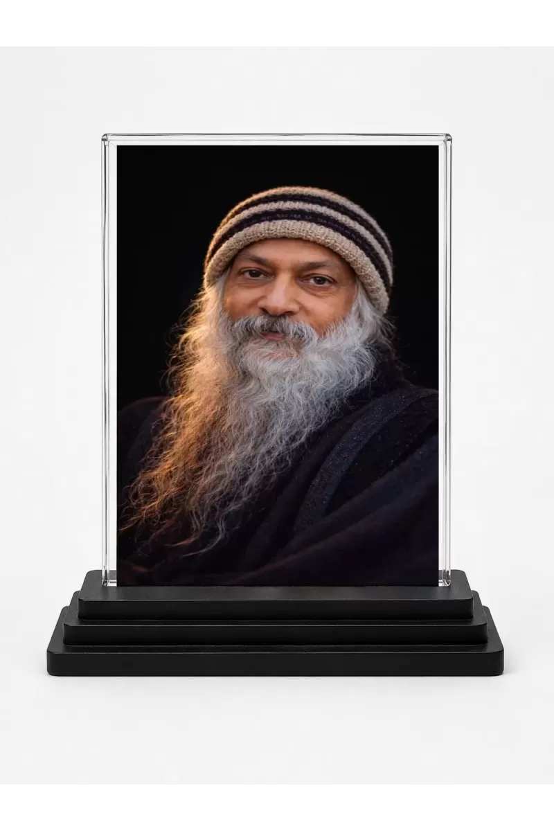 Osho Acrylic Car Dashboard Showpiece | Double-Sided Osho Photo Stand | 3 X 4 Inch Photo | Transparent Acrylic Frame With Black Base | Car Dashboard, Office & Table Decor (F70466)