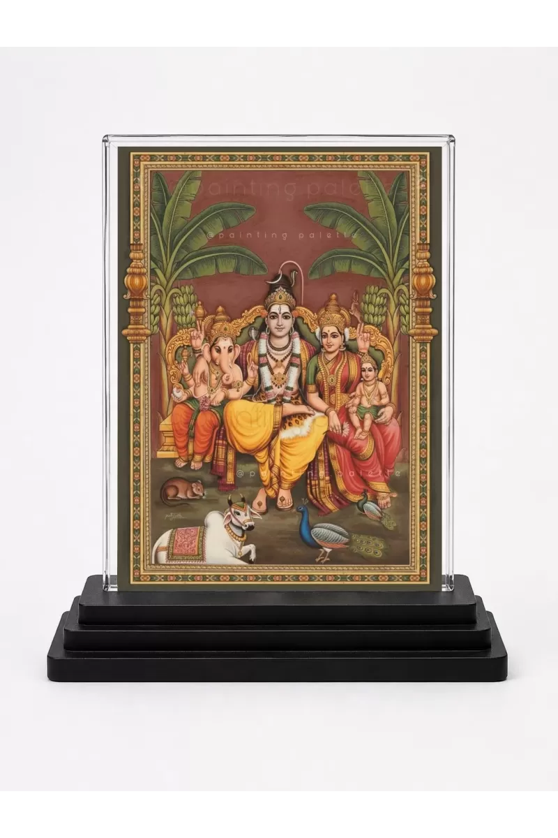Lord Shiva Acrylic Car Dashboard Showpiece | Double-Sided Lord Shiva Photo Stand | 3 X 4 Inch Photo | Transparent Acrylic Frame With Black Base | Car Dashboard, Office & Table Decor (F70472)